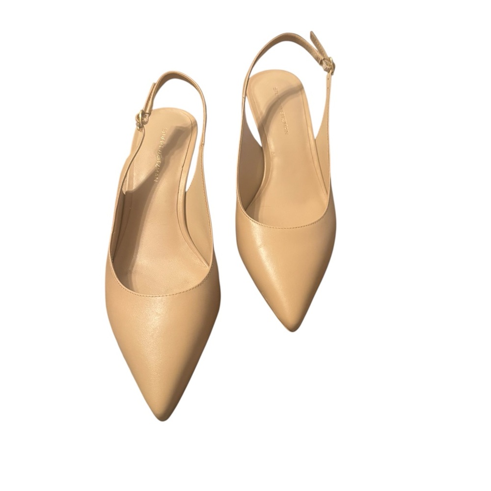 Stuart Weitzman Tan Slingback kitten heels